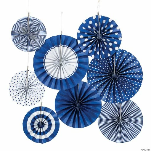 Deals ❤️ Hanging Paper Fan Assortment - 8 Pc. 😀 -Party Decorations by Fundraiser Sales Shop 8 10 cobalt blue hanging paper fan assortment 8 pc 13943277