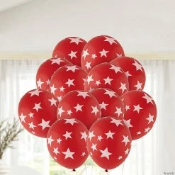 Budget 😀 Stars 11" Latex Balloons – 24 Pc. 🧨 -Party Decorations by Fundraiser Sales Shop red with white stars 11 latex balloons 24 pc 14104390 a02